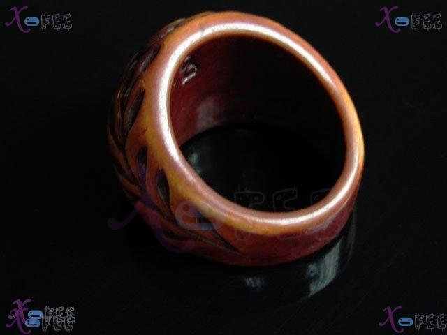 tsr00054 NEW Size 8 Fashion Jewelry China Retro Engraved RESIN Branch Flower Unisex Ring 3