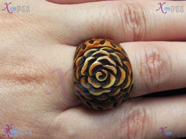 tsr00054 NEW Size 8 Fashion Jewelry China Retro Engraved RESIN Branch Flower Unisex Ring 4