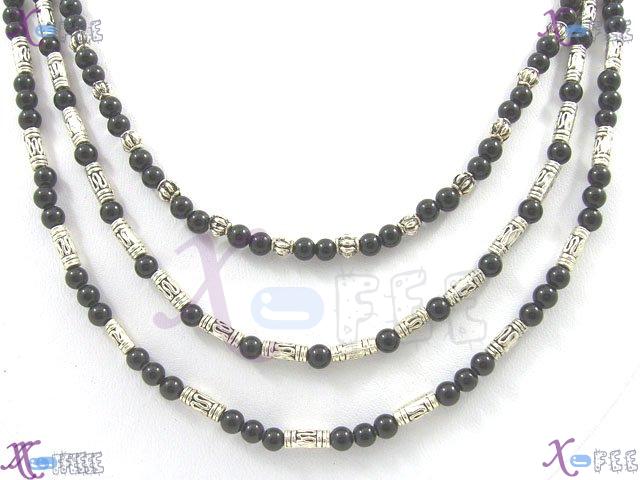 tsxl00024 Fashion Jewelry Tibet Black Onyx Beads Tribal Silver Butterfly Spacers Necklace 2