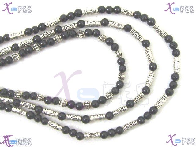 tsxl00024 Fashion Jewelry Tibet Black Onyx Beads Tribal Silver Butterfly Spacers Necklace 3