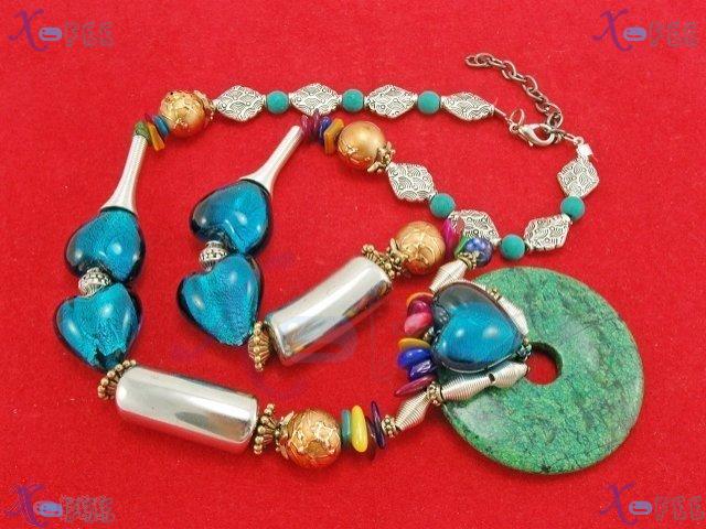 tsxl00305 Handmade Collection Fashion Jewelry Ornament Color Glaze Turquoise Love Necklace 3