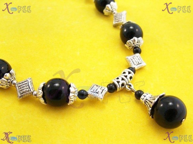 tsxl00594 Tibet Silver Collection Fashion Jewelry Ornament Black Onyx Handmade Necklace 4