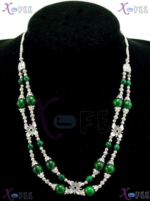 tsxl00606 New Tibetan Fashion Jewelry Ethnic Flower Malachite Silver China Tribe Necklace 1