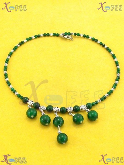 tsxl00641 Modish Tibet Silver Fashion Jewelry Ethnic Regional Malachite Chaplet Necklace 3