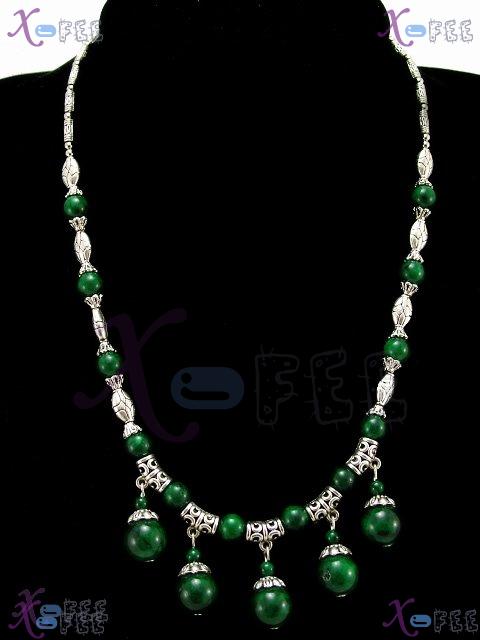 tsxl00651 Modish Tibet Silver Collection Fashion Jewelry Ornament Malachite Charm Necklace 1