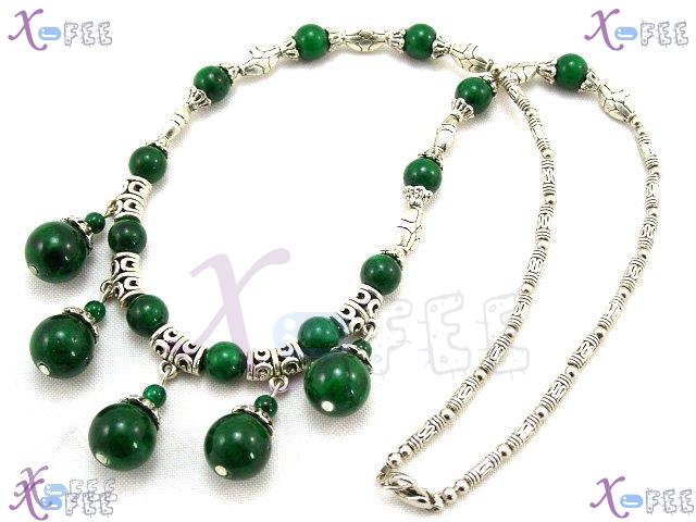 tsxl00651 Modish Tibet Silver Collection Fashion Jewelry Ornament Malachite Charm Necklace 2