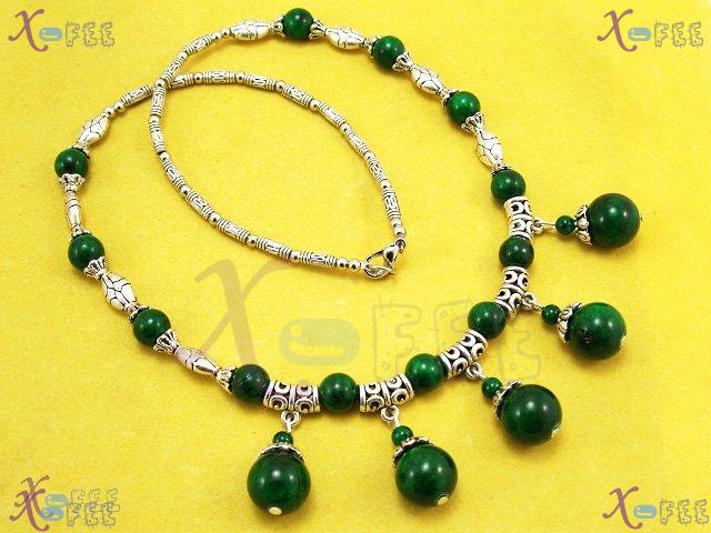 tsxl00651 Modish Tibet Silver Collection Fashion Jewelry Ornament Malachite Charm Necklace 4