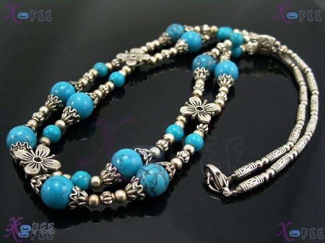 tsxl00660 New 2S Tibetan Fashion Jewelry Ethnic Regional Flower Turquoise Silver Necklace 2
