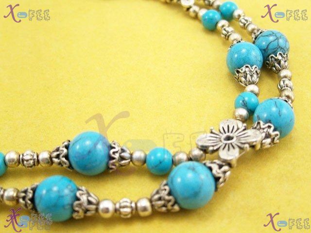 tsxl00660 New 2S Tibetan Fashion Jewelry Ethnic Regional Flower Turquoise Silver Necklace 3