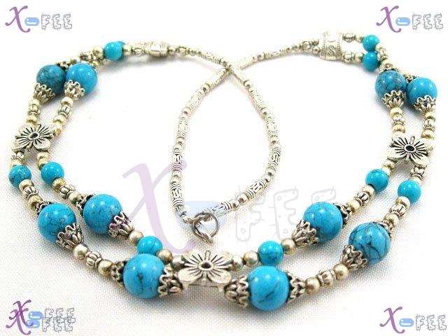 tsxl00660 New 2S Tibetan Fashion Jewelry Ethnic Regional Flower Turquoise Silver Necklace 4
