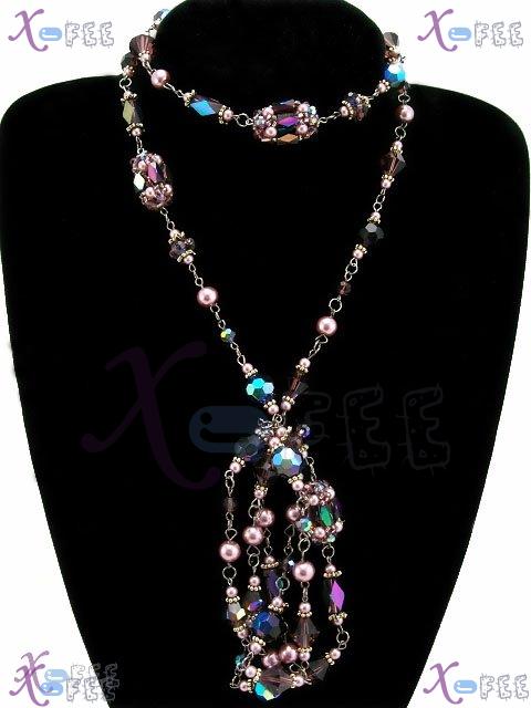 tsxl00666 New Bohemia Collection Fashion Jewelry Ornament Pearl Glaze Crystal Necklace 2
