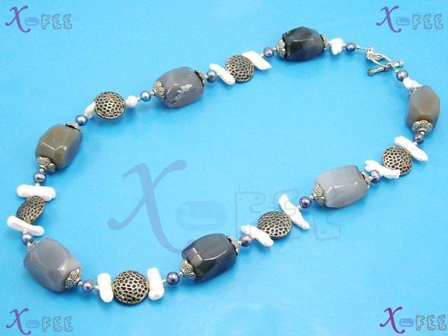 tsxl00692 Bohemia Tibet Silver Collection Fashion Jewelry Handmade Agate Pearl Necklace 2