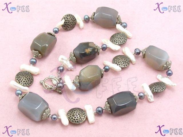 tsxl00692 Bohemia Tibet Silver Collection Fashion Jewelry Handmade Agate Pearl Necklace 4