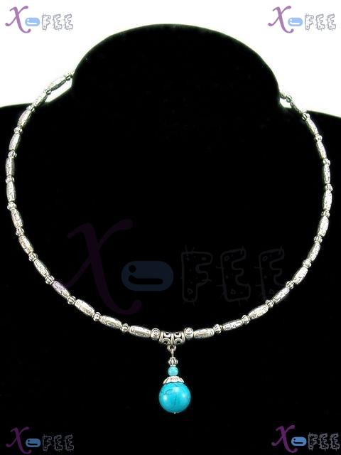 tsxl00695 Fashion Jewelry Woman New Tribal Tibetan Silver Tubes Turquoise Necklace Chaplet 1