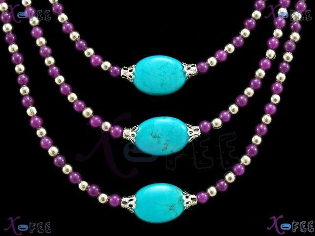 tsxl00703 Hot Tibete Silver Fashion Jewelry Turquoise Purple Agate Beads WOMAN Necklace 2