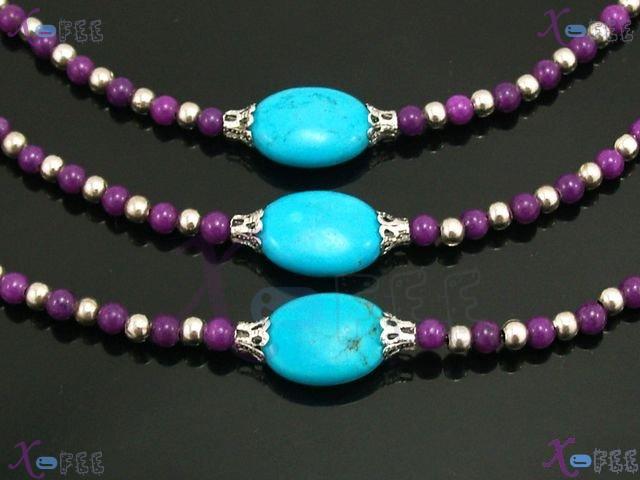 tsxl00703 Hot Tibete Silver Fashion Jewelry Turquoise Purple Agate Beads WOMAN Necklace 4