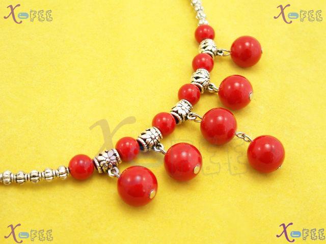 tsxl00712 NEW Fashion Jewelry Ethnic Tribe Red Coral Beads Tibetan Silver Chaplet Necklace 3