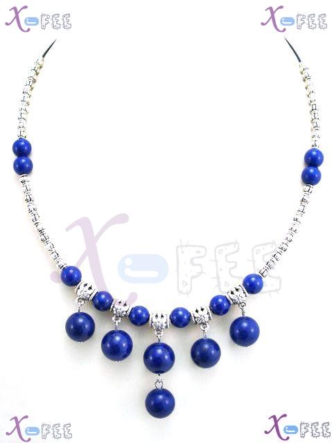tsxl00714 Tibet Silver Fashion Jewelry Flower Tubes Lapis Lazuli Beads Chaplet Necklace 1