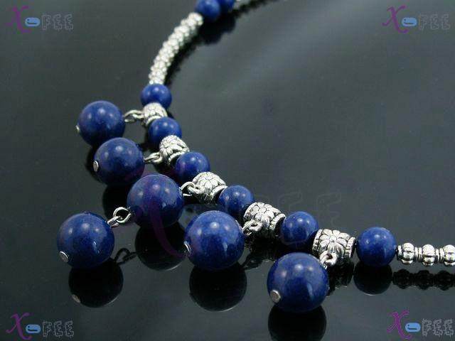 tsxl00714 Tibet Silver Fashion Jewelry Flower Tubes Lapis Lazuli Beads Chaplet Necklace 2