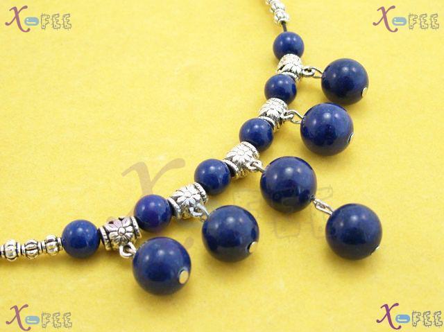 tsxl00714 Tibet Silver Fashion Jewelry Flower Tubes Lapis Lazuli Beads Chaplet Necklace 3