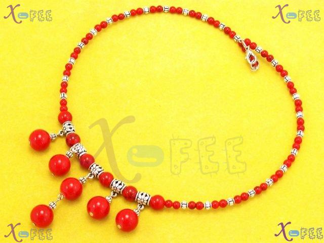 tsxl00741 New Fashion Ethnic Jewelry Tribal Tibetan Red Coral Bead Silver Chaplet Necklace 3