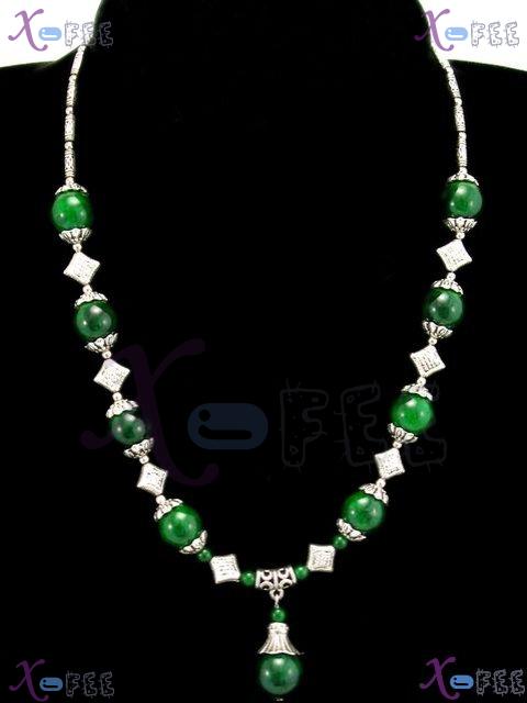 tsxl00743 New Chinese Fashion Craft Modish Tibetan Jewelry MALACHITE Beads Silver Necklace 1