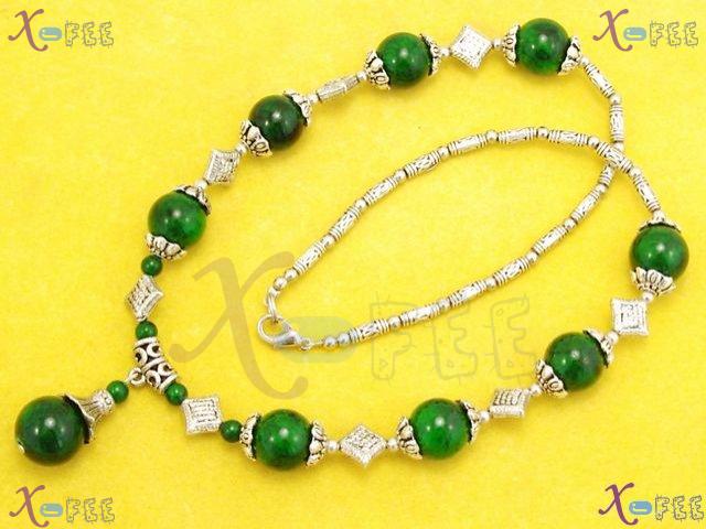 tsxl00743 New Chinese Fashion Craft Modish Tibetan Jewelry MALACHITE Beads Silver Necklace 2