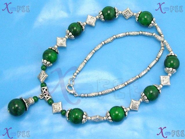 tsxl00743 New Chinese Fashion Craft Modish Tibetan Jewelry MALACHITE Beads Silver Necklace 3