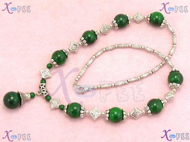 tsxl00743 New Chinese Fashion Craft Modish Tibetan Jewelry MALACHITE Beads Silver Necklace 4