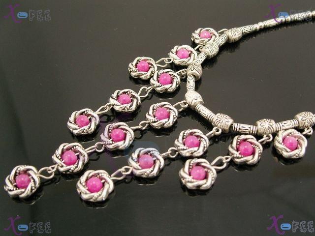 tsxl00761 NEW Fashion Jewelry Ethnic Tribal Pink Agate Beads Tibet Silver Choker Necklace 2