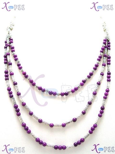 tsxl00768 Fashion Jewelry Purple Agate Butterfly Tibet Silver Alloy Tube Tribal Necklace 1