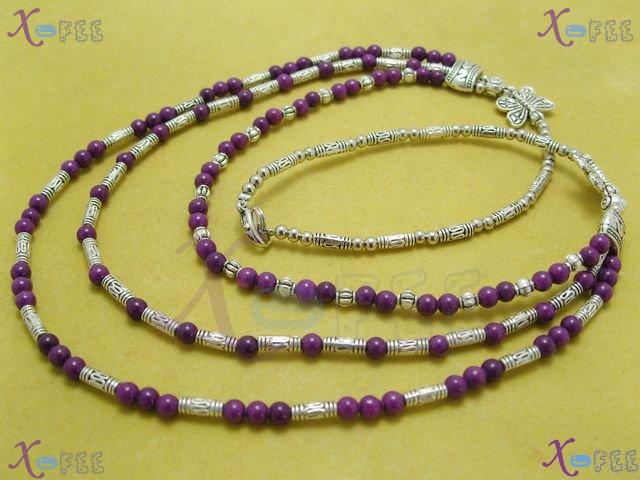 tsxl00768 Fashion Jewelry Purple Agate Butterfly Tibet Silver Alloy Tube Tribal Necklace 4