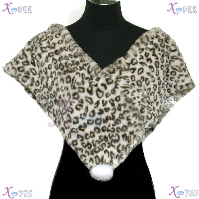 wb00006 Rabbit Ball Lined Triangle Soft Plush Leopard Winter Collar Neck Warmer Scarf 3