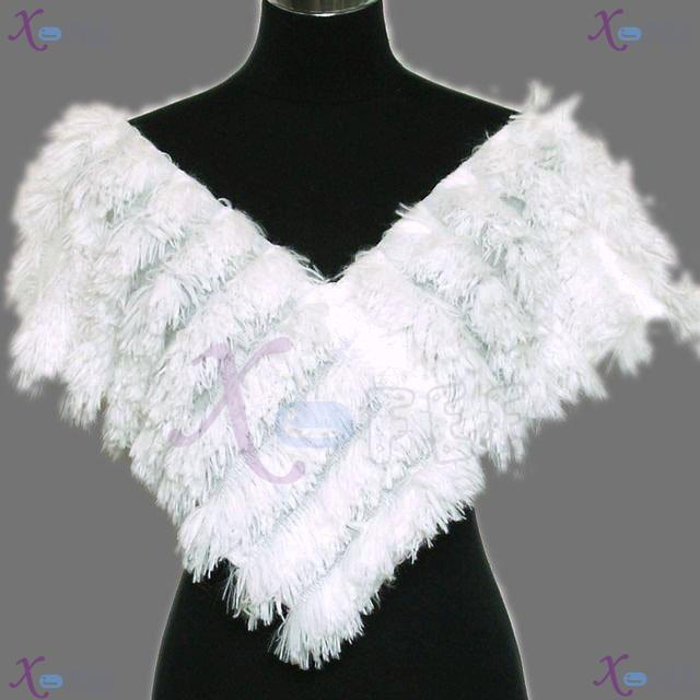 wb00011 White Lined Triangle Woman Soft Plush Fashion Winter Collar Neck Warmer Scarf 1