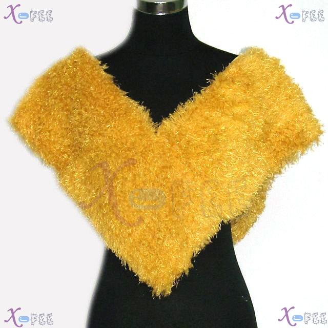 wb00020 Fashion Woman Lined Triangle Soft Plush Winter Golden Collar Neck Warmer Scarf 1
