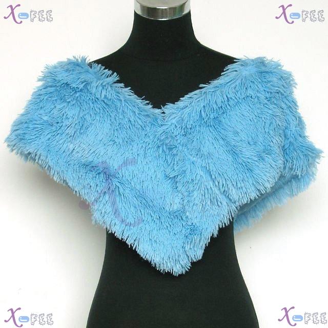 wb00026 Fashion Woman Blue Triangle Lined Plush Winter New Collar Wrap Neck Warmer Scarf 1