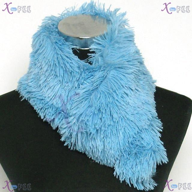 wb00026 Fashion Woman Blue Triangle Lined Plush Winter New Collar Wrap Neck Warmer Scarf 3