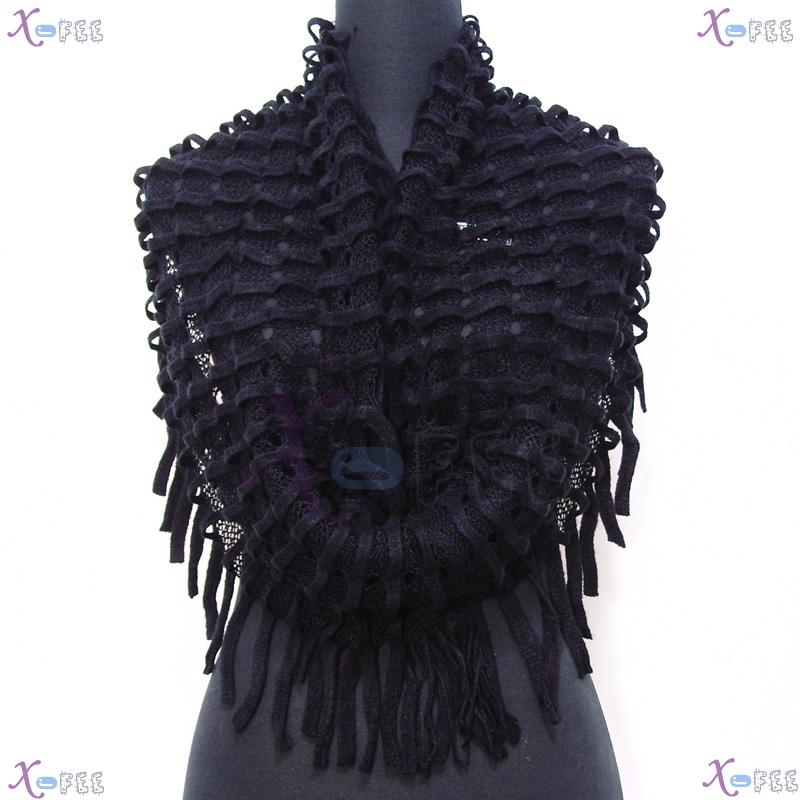 wb00030 NEW Soft Noodle Style Winter Warm Fashion Wool Acrylic Neck Warmer Black Scarf 2