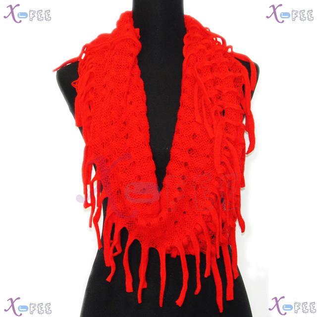 wb00031 Soft Noodle Style Winter Warm Fashion Wool Acrylic Neck Warmer Fresh RED Scarf 1