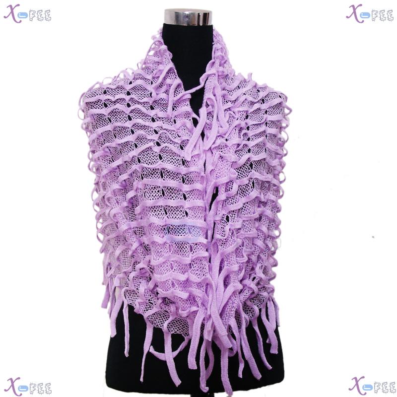 wb00032 Soft Noodle Style Winter Warm Fashion Wool Acrylic Neck Warmer Lavender Scarf 3