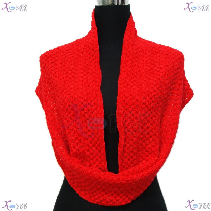 wb00041 Solid Color Red Winter Warm Fashion Wool Acrylic Neck Warmer Corn Style Scarf 1