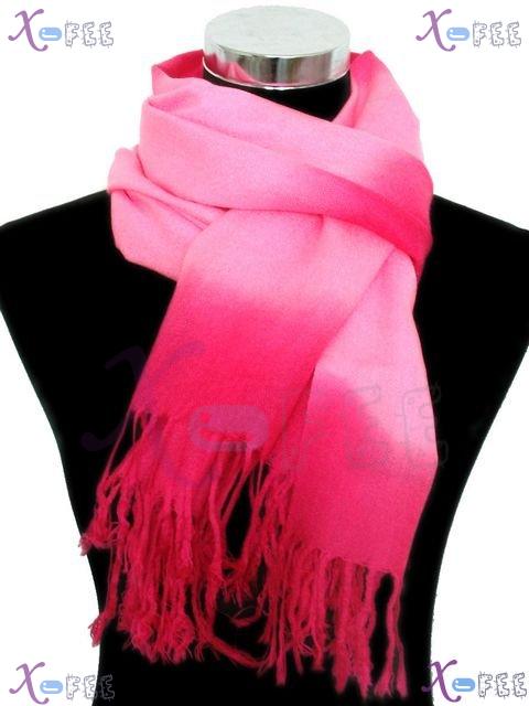 wjpj00408 Gradual Change Pink Stripe Pashmina Fashion Woman Winter Warm Shawl Scarf Wrap 4