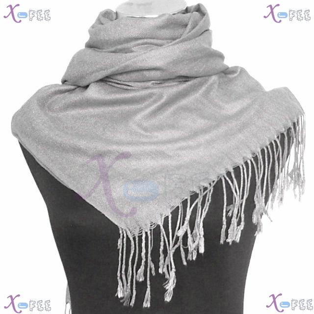 wjpj00468 Gray Solid Color Fashion Woman Accessory Warm Pashmina Winter Scarf Wrap Shawl 1