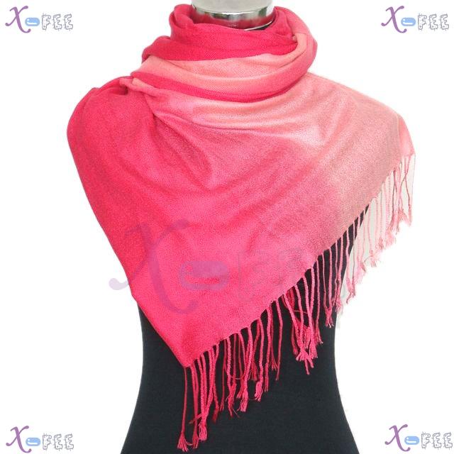 wjpj00543 New Fashionable Gradual Pink Solid Color Woman Accessory Winter Wrap Scarf Shawl 1