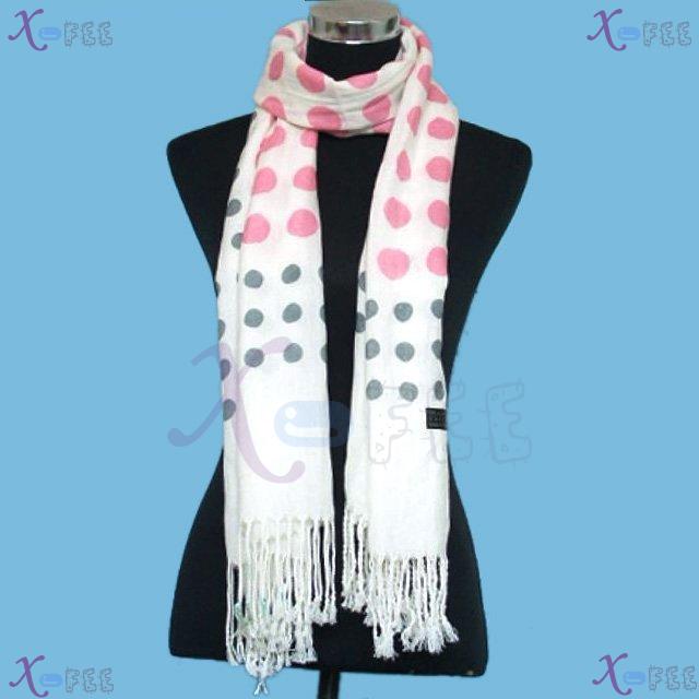 wjpj00552 New Soft Pink Gray White Dot Woman Accessory Twill Weave Winter Wrap Scarf Shawl 1