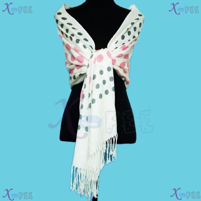 wjpj00552 New Soft Pink Gray White Dot Woman Accessory Twill Weave Winter Wrap Scarf Shawl 4