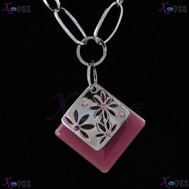 xl00203 New! Pink Flower Unique Crafts 18KRGP Austria Crystal Jewelry Lavender Necklace 1