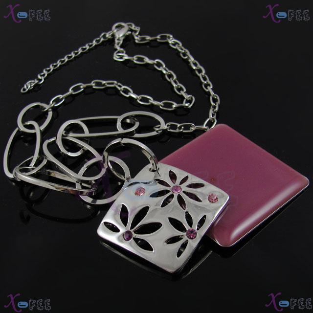 xl00203 New! Pink Flower Unique Crafts 18KRGP Austria Crystal Jewelry Lavender Necklace 2