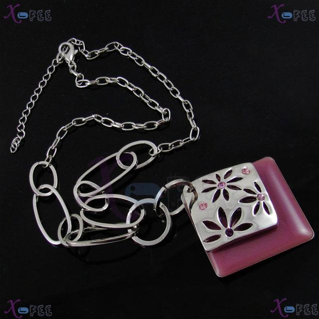 xl00203 New! Pink Flower Unique Crafts 18KRGP Austria Crystal Jewelry Lavender Necklace 4
