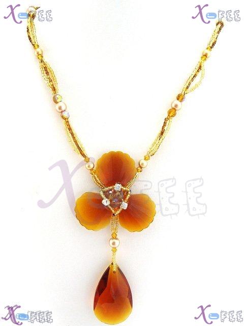 xl00286 Tibet Fashion Jewelry Collection Ornament Orange China Glaze Flower Necklace 1